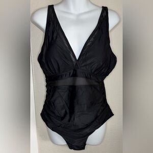 NWOT Black Solid and Sheer One Piece Women Size XL